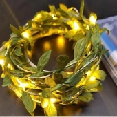 Yapraklı Dekorlu 3 Metre Peri Led Pilli  ışık Yılbaşı Aydınlatma - 4