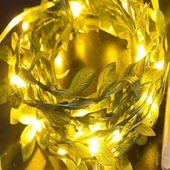 Yapraklı Dekorlu 3 Metre Peri Led Pilli  ışık Yılbaşı Aydınlatma - 5