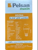 (8 Adet) Pelsan 8,5W 2700K (Sarı Işık) E27 Duylu (Kalın Duy) Led Ampul thumbnail 4