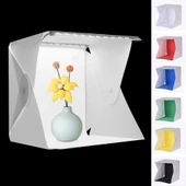 Katlanır Işıklı Fotoğraf Stüdyosu 40x40 Cm 6 Renk Fonlu Ürün Çekimi İçin Uygun Fotoğraf Çekim Kutusu thumbnail 4