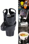 Araç İçi 360 Derece Dönen 2'li Bardaklıklı Açılarak Ayarlanabilir Bardak Tutucu Aparat thumbnail 6