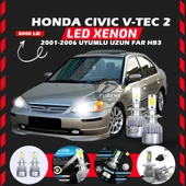 Honda Civic V-TEC 2 2001-2006 Uzun Far Uyumlu Şimşek Etkili Led Xenon Performance Series HB3 thumbnail 1