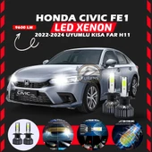 Honda Civic FE1 2022-2024 Kısa Far Uyumlu Şimşek Etkili Led Xenon Pro Series H11 thumbnail 1