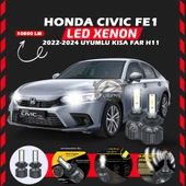 Honda Civic FE1 2022-2024 Kısa Far Uyumlu Şimşek Etkili Led Xenon Premium Series H11 thumbnail 1