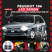 Peugeot 106 1993-2002 Uzun-Kısa Far Uyumlu Şimşek Etkili Led Xenon Premium Series H4 - 8