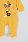 Yeni Sevimli Balon ve Hayvan Desenli Çıtçıtlı Pamuklu Uzun Kollu Kışlık Erkek Bebek Tulum - 11
