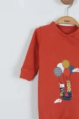 Yeni Sevimli Balon ve Hayvan Desenli Çıtçıtlı Pamuklu Uzun Kollu Kışlık Erkek Bebek Tulum - 10
