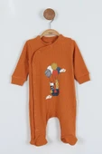Yeni Sevimli Balon ve Hayvan Desenli Çıtçıtlı Pamuklu Uzun Kollu Kışlık Erkek Bebek Tulum - 4