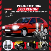 Peugeot 306 1993-1997 Uzun Kısa Far Uyumlu Şimşek Etkili Led Xenon Premium Series H4 thumbnail 1