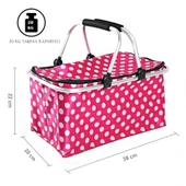 Kulplu katlanır Alüminyum Çerçeveli Termo Çanta Puantiyeli Pembe - 4