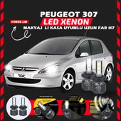 Peugeot 307 Makyajlı Kasa Uzun Far Uyumlu Şimşek Etkili Led Xenon Premium Series H7 thumbnail 7