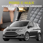 Ford C-MAX Antrasit Renk Tay Tüyü Cepli & Terletmez Sırtlı Oto Koltuk Minder Seti - Koltuk Koruma Kılıfı (ÖN & ARKA TAM SET) - 1