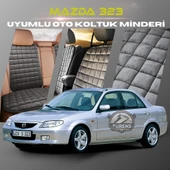 Mazda 323 Antrasit Renk Tay Tüyü Cepli & Terletmez Sırtlı Oto Koltuk Minder Seti - Koltuk Koruma Kılıfı (ÖN & ARKA TAM SET) - 1
