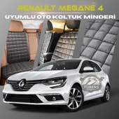 Renault Megane 4 Antrasit Renk Tay Tüyü Cepli & Terletmez Sırtlı Oto Koltuk Minder Seti - Koltuk Koruma Kılıfı (ÖN & ARKA TAM SET) - 1