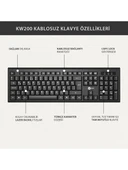 Lenovo Lecoo KW200 Siyah Kablosuz Klavye Mouse Seti - 7