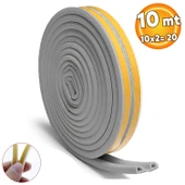 Yapışkanlı 10x2=20 Metre (GRİ) Kapı Pencere Bandı Fitili Soğuk Izolasyon Kauçuk Bantları - 1