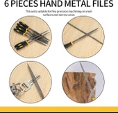 6 Parça Kauçuk Saplı Mini Eğe Set 18 Cm Eğe Törpü Seti Hassas Çelik Anahtar Deri Metal Hobi Eğe Set - 6