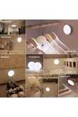 1 Adet 8 Led Hareket Sensörlü Beyaz Işık USB Şarjlı Mıknatıslı Merdiven Oda Dolap Işığı Gece Lambası - 8
