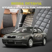 Skoda Octavia Antrasit Renk Tay Tüyü Cepli & Terletmez Sırtlı Oto Koltuk Minder Seti - Koltuk Koruma Kılıfı (ÖN & ARKA TAM SET) - 1