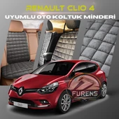 Renault Clio 4 Antrasit Renk Tay Tüyü Cepli & Terletmez Sırtlı Oto Koltuk Minder Seti - Koltuk Koruma Kılıfı (ÖN & ARKA TAM SET) thumbnail 1