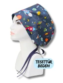 Tesettür Beden Lacivert Uzay Cerrahi Bone Doktor Hemşire Sağlıkçı Hastane Bonesi - 1