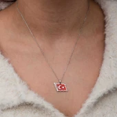 Gümüş Türk Bayrağı Kadın Kolye thumbnail 5