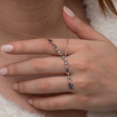 Gümüş Sıralı Mistik Topaz Taşlı Damla Rose Kadın Kolye SL9975 thumbnail 2