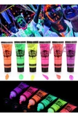 12 Adet Neonlu Glow Parti Yüz Boyası Karanlıkta Parlayan Fosforlu Vücut Boyama Krem Boya - 3
