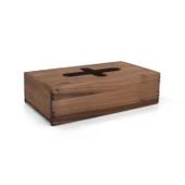 Woodsaka Reka Peçete Kutusu - Kayar Kapaklı - Ceviz - 1