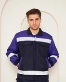 Mervem Saks Mavi Robalı Lacivert Soğuk Hava Mont Pantolon Takım Su ve Rüzgar İticili thumbnail 1