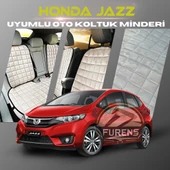 Honda Jazz Bej Renk Tay Tüyü Cepli & Terletmez Sırtlı Oto Koltuk Minder Seti - Koltuk Koruma Kılıfı (ÖN & ARKA TAM SET) - 1