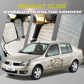Renault Clio 2 Bej Renk Tay Tüyü Cepli & Terletmez Sırtlı Oto Koltuk Minder Seti - Koltuk Koruma Kılıfı (ÖN & ARKA TAM SET) - 1