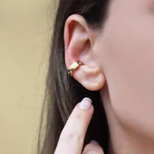 Pembe Yıldız Mineli Gümüş Cuff  Küpe thumbnail 1