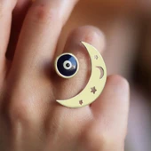 Ay Nazar Gold Kaplama Gümüş Yüzük thumbnail 1