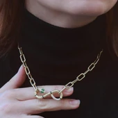 Yılan Sonsuzluk Modeli Gold Kaplama Zirkon Taşlı Kolye thumbnail 1