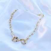 Yılan Sonsuzluk Modeli Gold Kaplama Zirkon Taşlı Kolye thumbnail 2