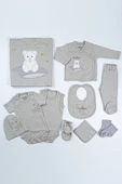 Ayı Desenli Kutulu Erkek Bebek Hastane Çıkışı Bebek Kıyafetleri Yenidoğan Hastane Çıkış Seti 10 lu thumbnail 1