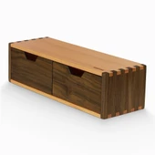 Woodsaka Desna İki Çekmeceli Mini Dolap & Çok Amaçlı Düzenleyici & Kırtasiye Saklama Kutusu - Ceviz ve Gürgen - 3