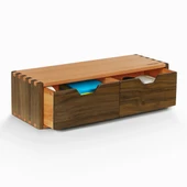 Woodsaka Desna İki Çekmeceli Mini Dolap & Çok Amaçlı Düzenleyici & Kırtasiye Saklama Kutusu - Ceviz ve Gürgen - 1