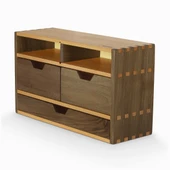 Woodsaka Desna Üç Katlı Çıkarılabilir Bölmeli ve Üç Çekmeceli Raf & Saklama Dolabı & Çok Amaçlı Düzenleyici - Model 2 - Ceviz ve Gürgen - 4