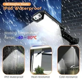 Monozone LED Lamba Sensörlü Su Geçirmez Güneş Enerjili 3 Modlu Şarjlı Kumandalı Solar Aydınlatma Lamba Bahçe Sokak Duvar Hareket Algılama - 3