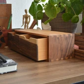 Woodsaka Desna İki Çekmeceli Mini Dolap & Çok Amaçlı Düzenleyici & Kırtasiye Saklama Kutusu - Ceviz ve Gürgen - 7