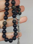 Golden & Siyah Obsidyen Taşı 33lük Tesbih 8mm (1250) thumbnail 2