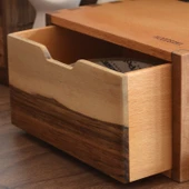 Woodsaka Desna Tek Çekmeceli Mini Dolap & Masaüstü Kırtasiye Organizer - Ceviz ve Gürgen - 3