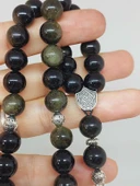 Golden & Siyah Obsidyen Taşı 33lük Tesbih 10mm (36015) thumbnail 2