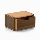 Woodsaka Desna Tek Çekmeceli Mini Dolap & Masaüstü Kırtasiye Organizer - Ceviz ve Gürgen - 7