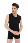 Erkek Ribana V Yaka Kolsuz Siyah Atlet 921 - 4