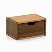 Woodsaka Desna Tek Çekmeceli Mini Dolap & Masaüstü Kırtasiye Organizer - Ceviz ve Gürgen - 11