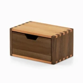 Woodsaka Desna Tek Çekmeceli Mini Dolap & Masaüstü Kırtasiye Organizer - Ceviz ve Gürgen - 6