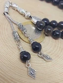 Golden & Siyah Obsidyen Taşı 33lük Tesbih 8mm (1250) thumbnail 3